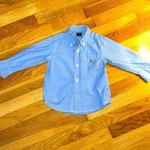 2T Blue and White Thin Stripe Cotton Button Down